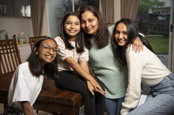 Nusrat Aga with her three children (from left) Daanya, 15, Zainah, 10, and Sabeeka, 23.