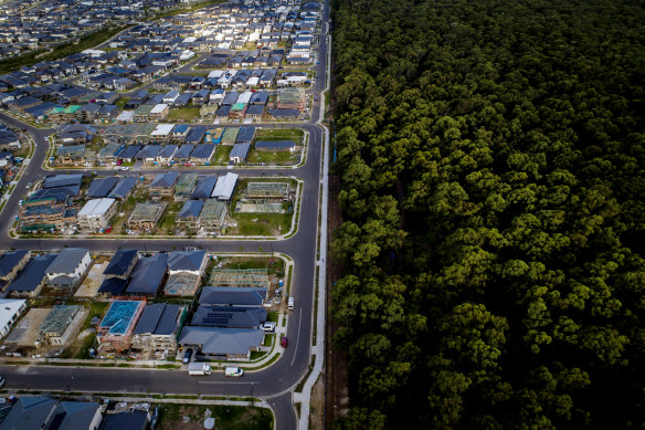 Housing development at Marsden Park in Sydney’s west last month.