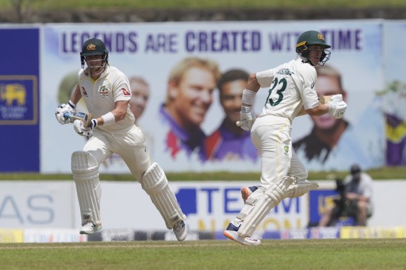 Marnus Labuschagne and Steve Smith get settled for Australia. 