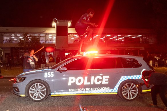 A riot broke out as community members protested outside Alice Springs Hospital on Thursday.