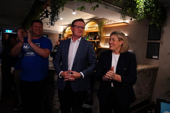 Opposition Leader Jess Wilson with Anthony Marsh, who will be the new Liberal MP for Nepean. 