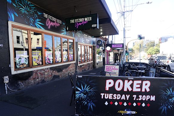 The exterior of the Fitzroy Beer Garden, on the corner of Gertrude and Smith streets. 