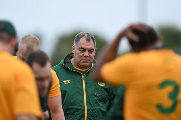 Not as easy as you think  . . . Mal Meninga trains the Kangaroos.