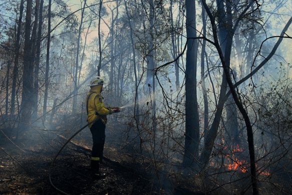 The NSW Rural Fire Service controld a bushfire at a property on Silverdale Road, Wallacia on Wednesday.