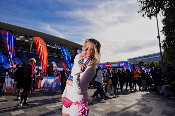 Paralympian Alexa Leary took time to enjoy the 10-kilometer course.