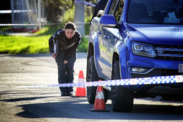 Police at the scene of the shooting in Heidelberg West on Wednesday.