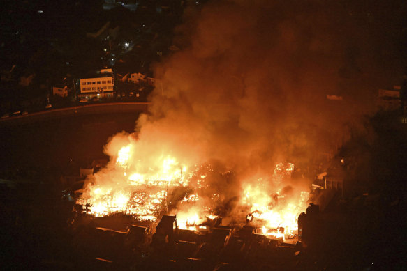 A fire broke out following an earthquake in Wajima, Ishikawa Prefecture, Japan.