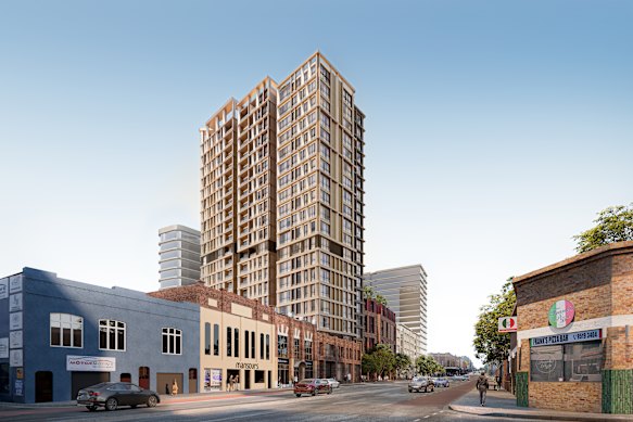 An artist’s impression of The Joinery, which will include 577 homes, 220 of which will be set aside for essential workers. 