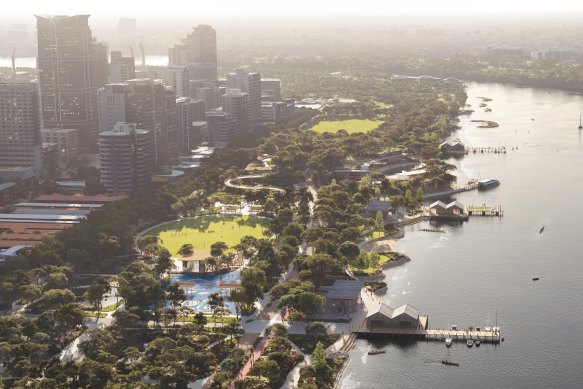 The proposed Perth riverfront redevelopment. 