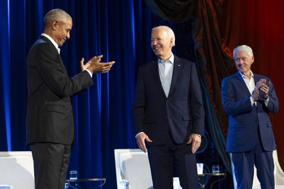 Barack Obama, Joe Biden and Bill Clinton in March. Biden has noticed Obama has done little to support him recently, but is grateful for Clinton’s fundraising efforts.