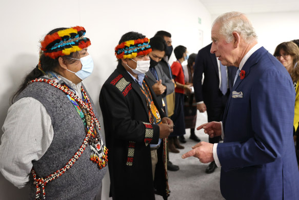 Indigenous leaders from the Global Alliance of Territorial Communities meet the Prince of Wales at the Glasgow summit.
