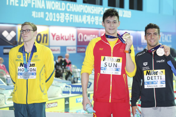 Australia’s Mack Horton refuses to share the podium with Sun Yang at the world championships.