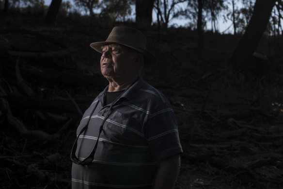 George Riley, chair of the Warren Macquarie Local Aboriginal Lands Council, stands in the Beemunnel Reserve where he swam and played as a child.