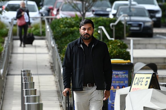 Muzafar Ahmad Tahir, brother of murdered security guard Faraz Tahir, outside the NSW Coroners Court.