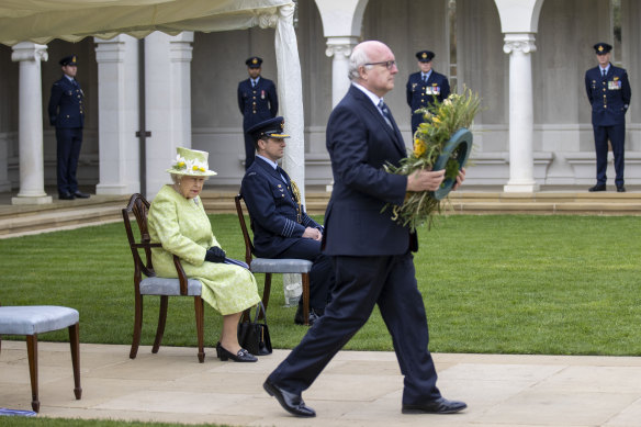 The Queen was joined by high commissioner George Brandis at the service.