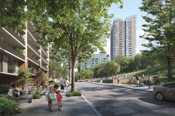 An artist’s impression of the Waterloo South redevelopment, which includes thousands of social and private apartments to capitalise on the future metro train station.
