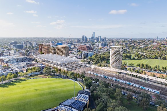 An artist’s render of Bates Smart’s proposal to redevelop Richmond Station. 
