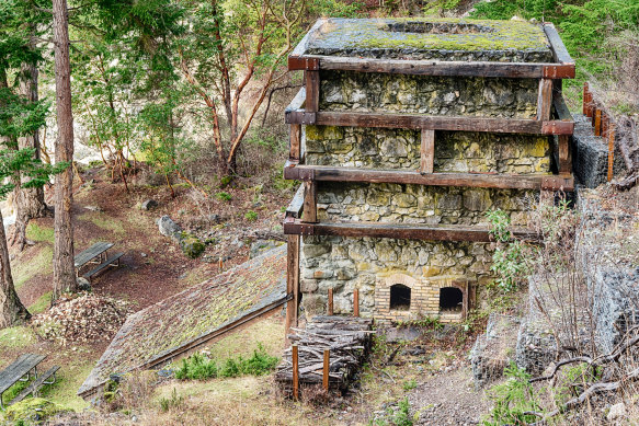 An old lime kiln was part of the early industry on San Juan Island in Washington State.