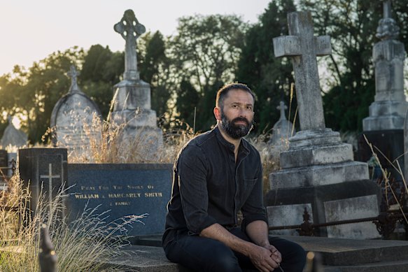 Mark Brandi at Melbourne General Cemetery, where his father is buried.