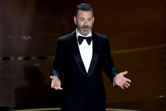 Jimmy Kimmel speaks on stage during the 96th Academy Awards.
