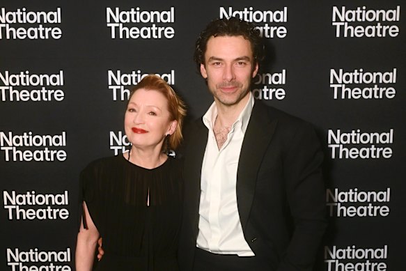 Lesley Manville (left) and Aidan Turner star in Les Liaisons Dangereuses at The National Theatre in London.