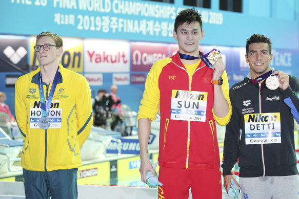 Australia’s Mack Horton refused to share the podium with Sun Yang at the world championships.