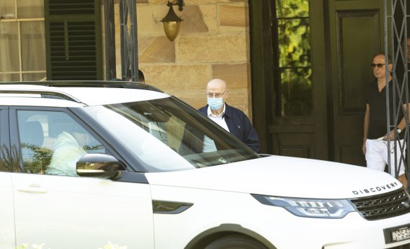 Eddie Obeid leaves his Hunters Hill home on Saturday morning.