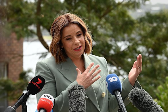 Federal Minister for Communications Anika Wells holds a press conference on Wednesday before an event marking the worlds first teenage social media ban.