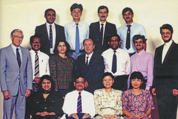 Peter Barnard with his students in 1992.
