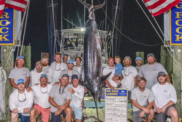The Sensation crew with their 600-plus-pound marlin and their dreams still intact.