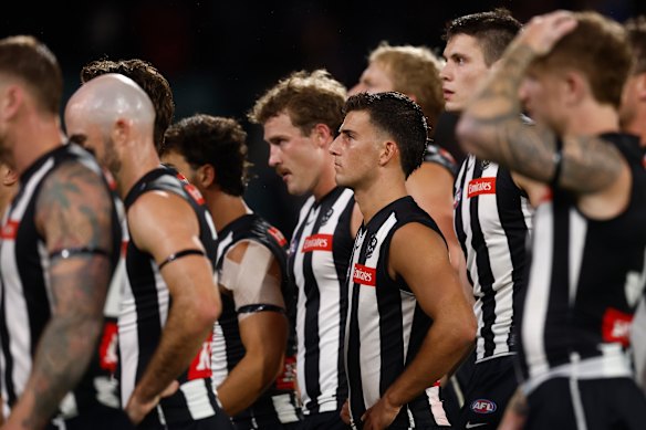 A stone-faced Nick Daicos after Collingwood’s loss.