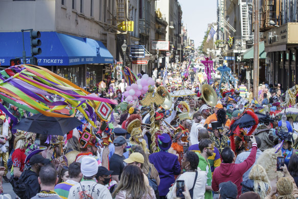The streets of New Orleans were packed for the Mardi Gras Carnival on Tuesday.