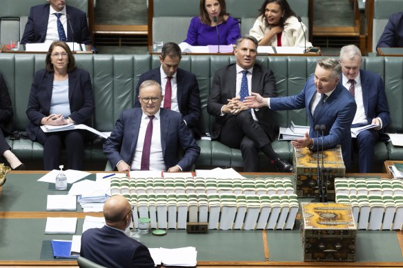 Climate Change and Energy Minister Chris Bowen during question time in parliament today.