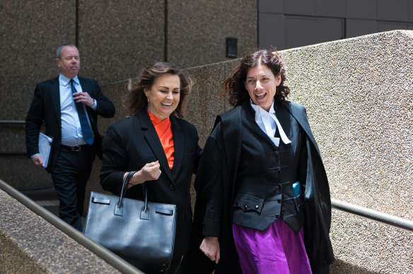 Lisa Wilkinson and her barrister Sue Chrysanthou, SC, outside the Federal Court in Sydney on Friday.