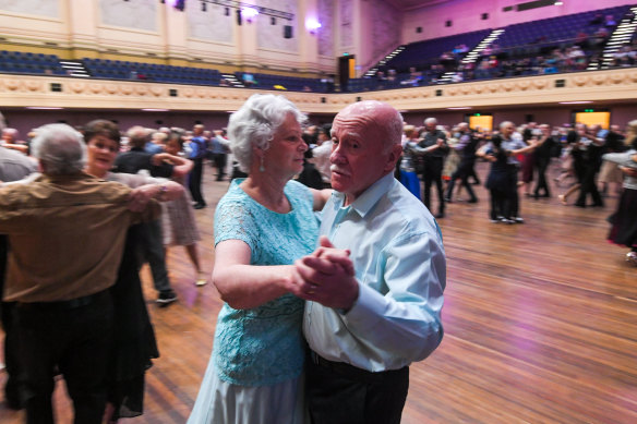 Pauline and Roger Tingley hitting the dance floor.