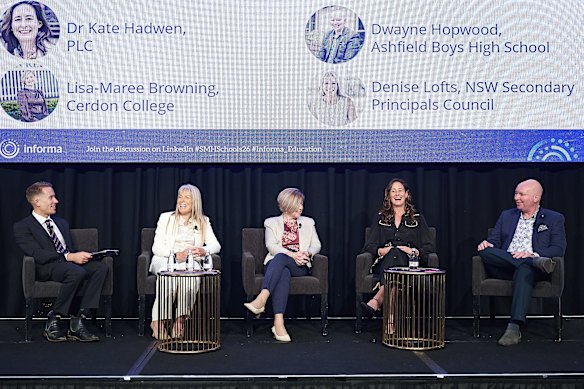 A panel of school principals, moderated by Herald education editor Christopher Harris.