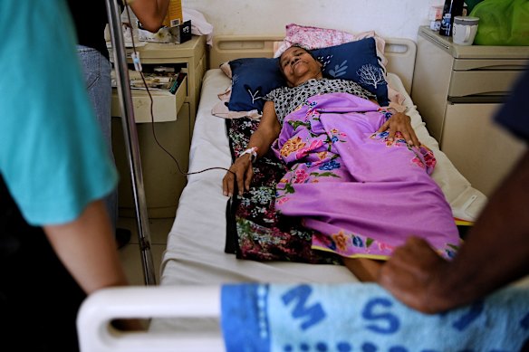 Colon cancer patient Joana Da Costa, 66, in palliative care unit of the Guido Valadares National Hospital. 
