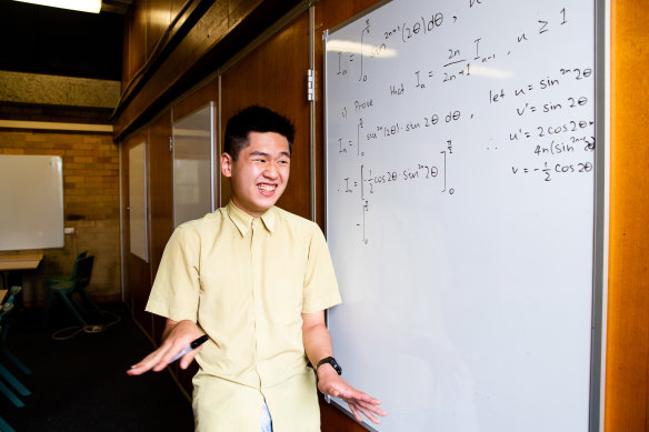 Baulkham Hills High School's Caleb Hsiung achieved a 99.95 ATAR with his high maths marks. The school shot up to place equal second in HSC maths rankings this year. 