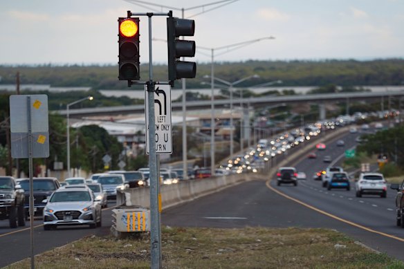 Oahu residents earlier evacuated Ewa Beach in Hawaii, where traffic was gridlocked.