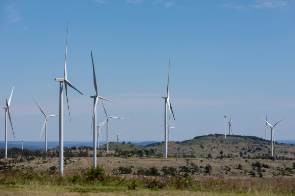 A wind farm in the South Burnett region. More than 2000 towers and 7000 blades are expected to be needed for the state’s energy transformation.