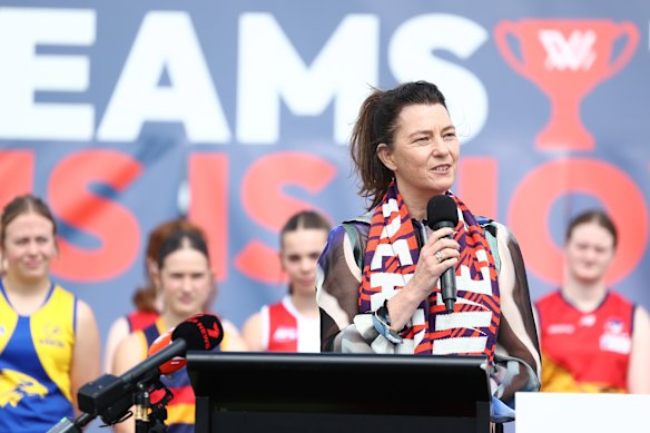 AFLW boss Emma Moore at the finals launch.