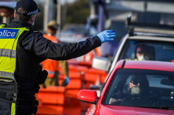 A checkpoint on the Princes Highway at Little River.