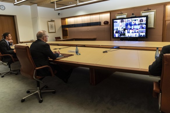 Scott Morrison takes part in the unusual G20 summit via video call.