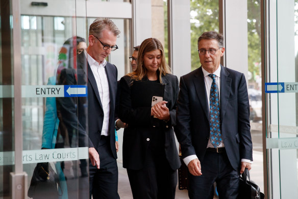 Brittany Higgins leaving the Federal Court after her cross-examination on Thursday.