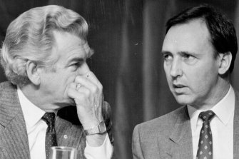 Bob Hawke and Paul Keating at the ALP Conference in 1988.