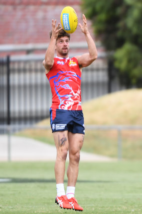 Tom Liberatore in action during a Western Bulldogs pre-season training session.