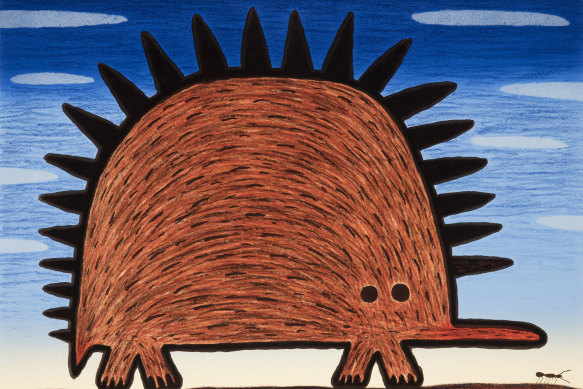 Dean Bowen, <i>Echidna with Ant</i>, 2017, in <i>New paintings, prints and sculptures</i> (detail) at Beaver Galleries.