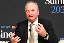 Brookline Advisory partner Lidija Ivanovski, Jason Falinski, Federal Member for New England and One Nation MP Barnaby Joyce, RedBridge Group director strategy and analytics, Kosmos Samaras.