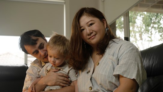 Jenny Jia, Matthew Perram and their child Zachary are hoping to visit China to see family next year.