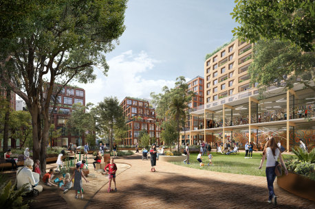 The plans for Waterloo South include 3000 dwellings and a 2.2 hectare public park next to the future metro station.